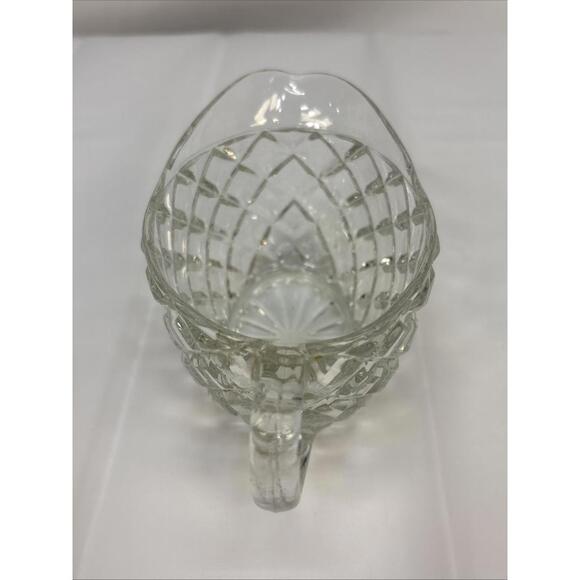 VINTAGE ANCHOR HOCKING WATERFORD CLEAR GLASS WAFFLE CREAMER PITCHER - Picture 8 of 9